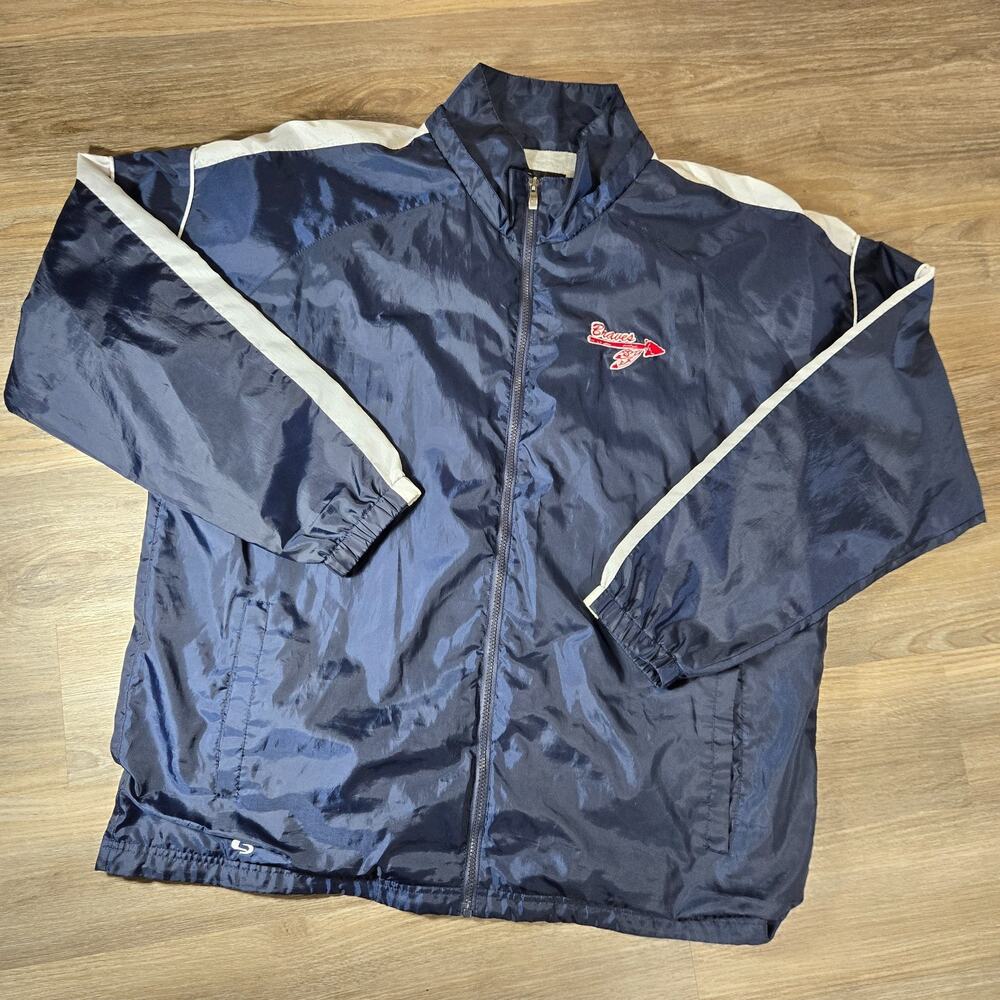 GTM Sportswear Braves Jacket Mens 2XL Blue Full Zip Windbreaker Team Baseball